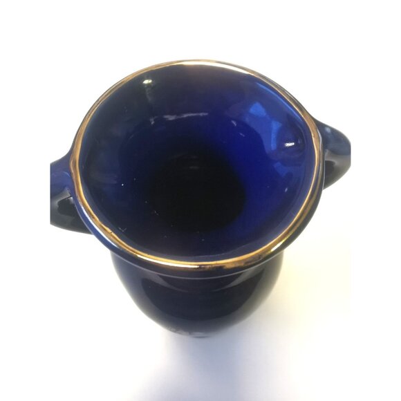 Pair of Vintage Cobalt Blue Vases- Glass Bud Vase Compact Botanical Vase Ceramic - Picture 4 of 7